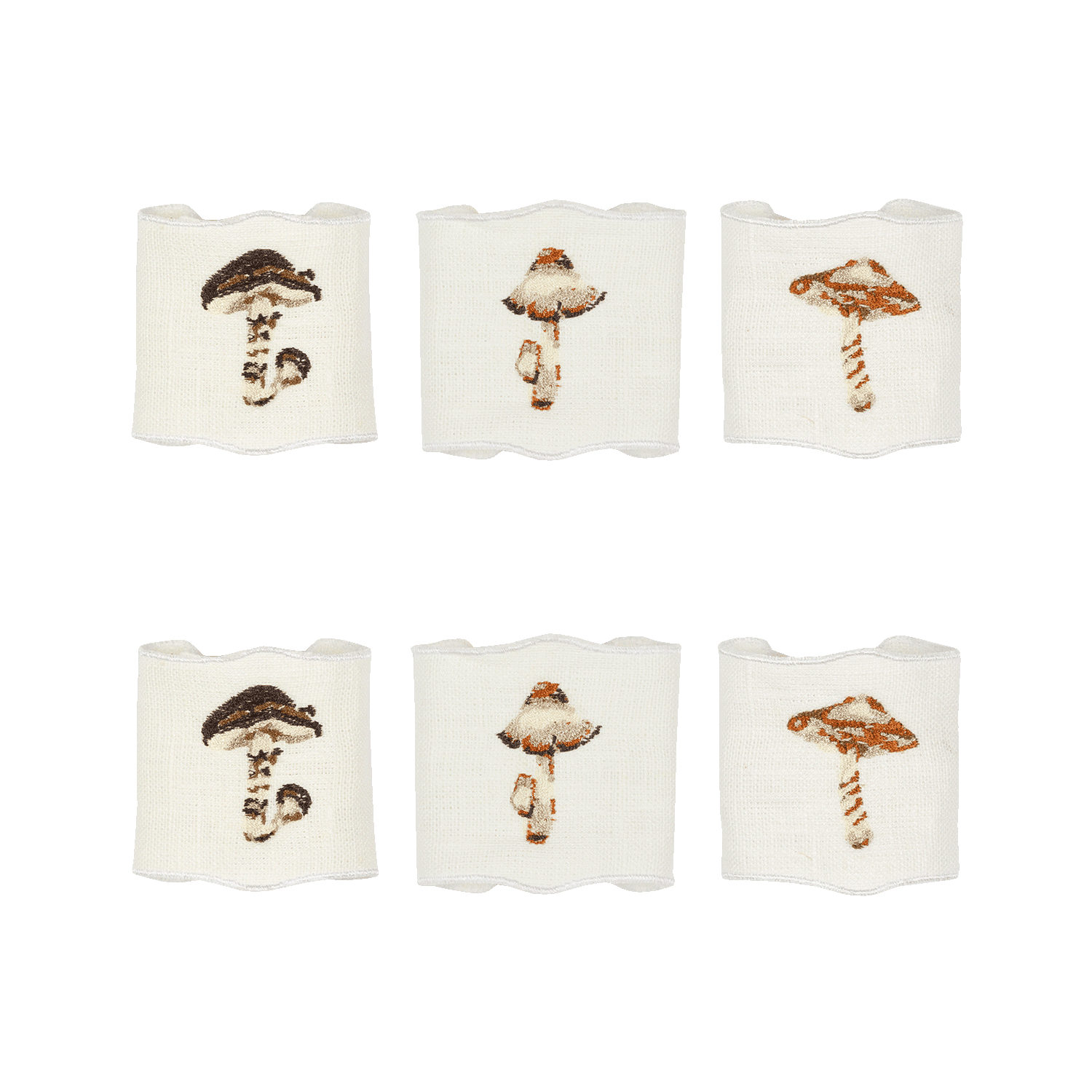 Set di 6 Portatovaglioli  Funghi