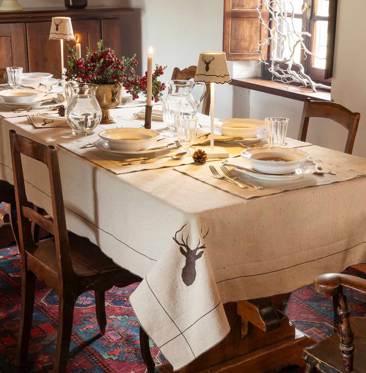 Tovaglia Cervo in lino grezzo