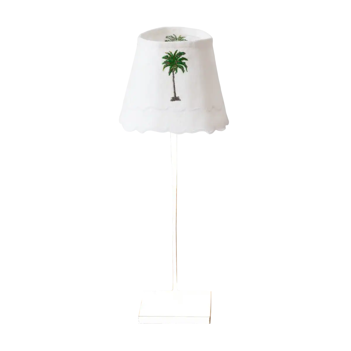 Copri Lampada Ricaricabile in lino con ricamo Palma