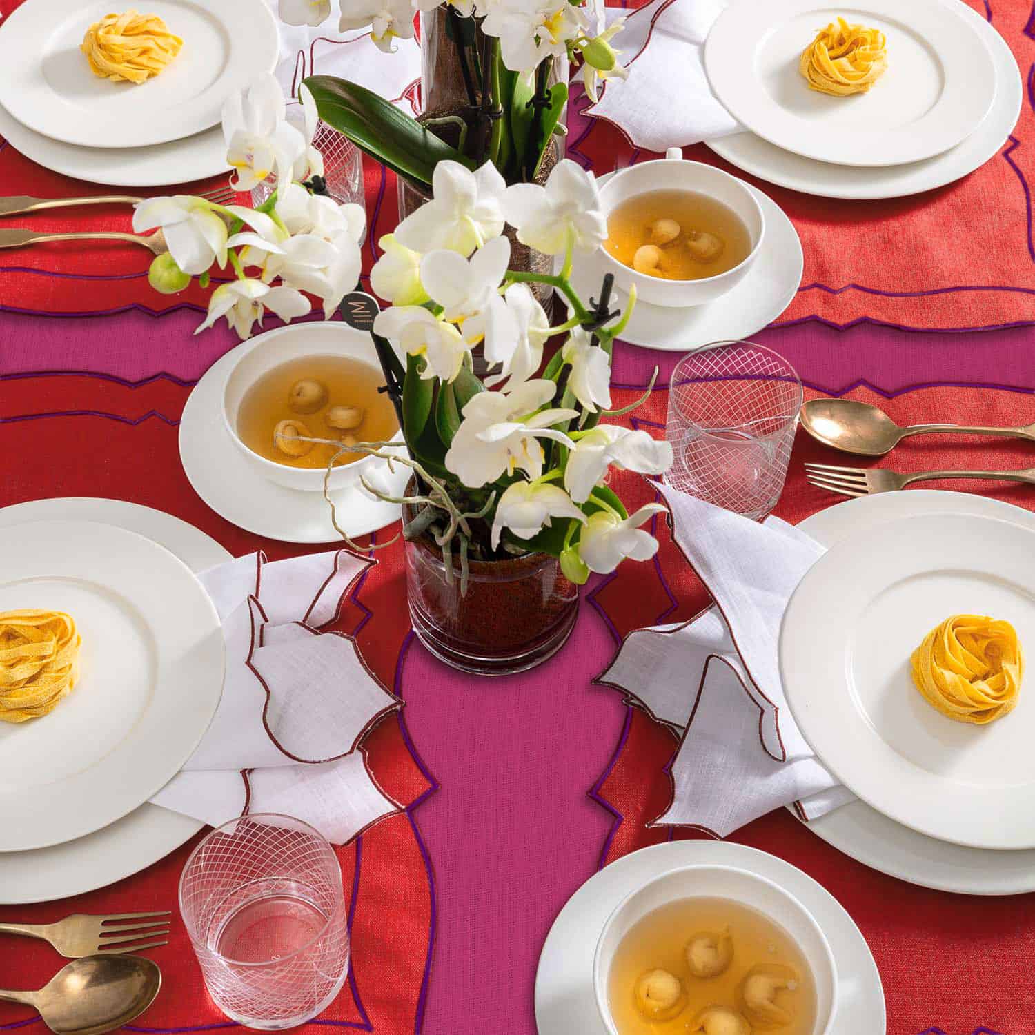 Placemat Parentesi Rectangular Tomato and Violet