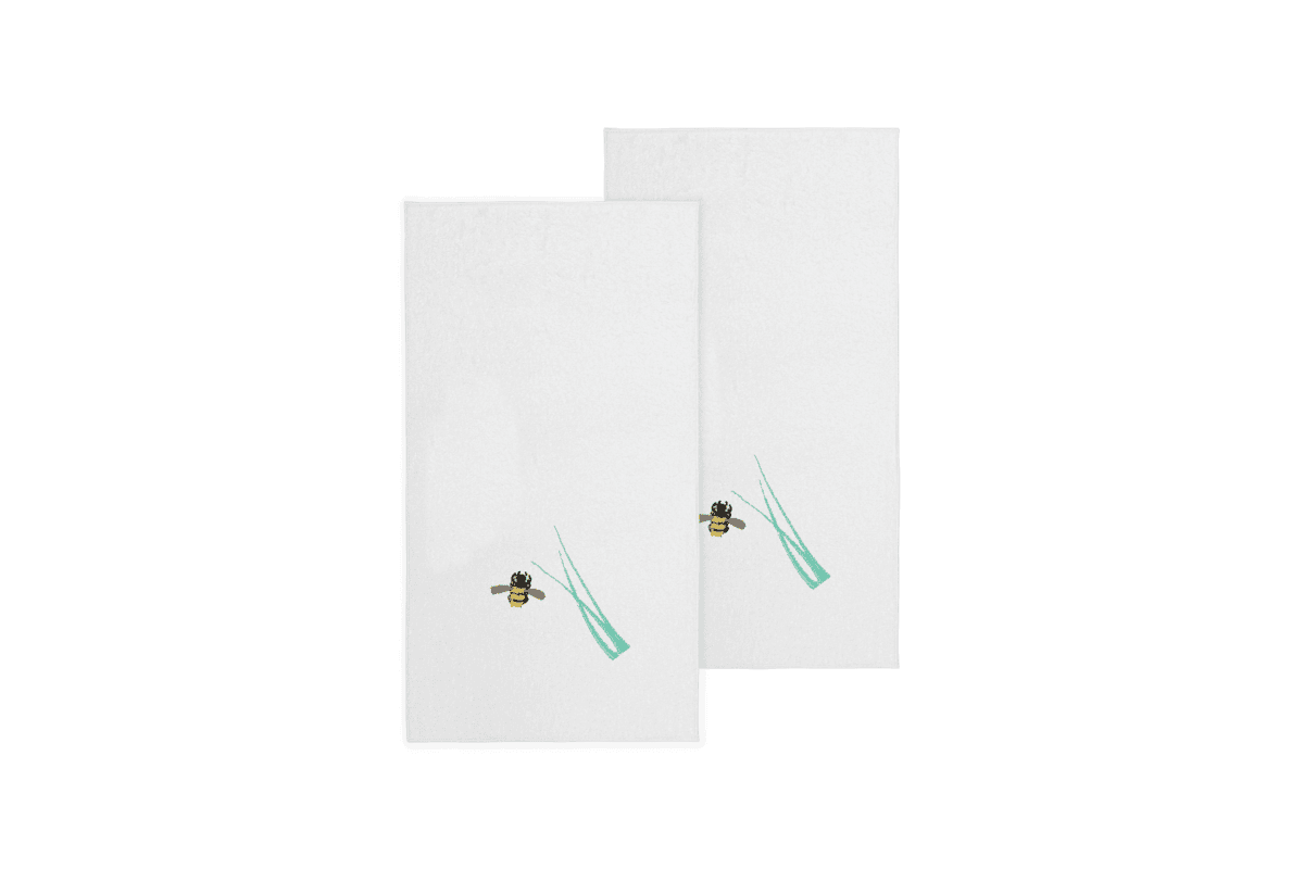 Coppia di Lavette in Crespo di lino con Ape