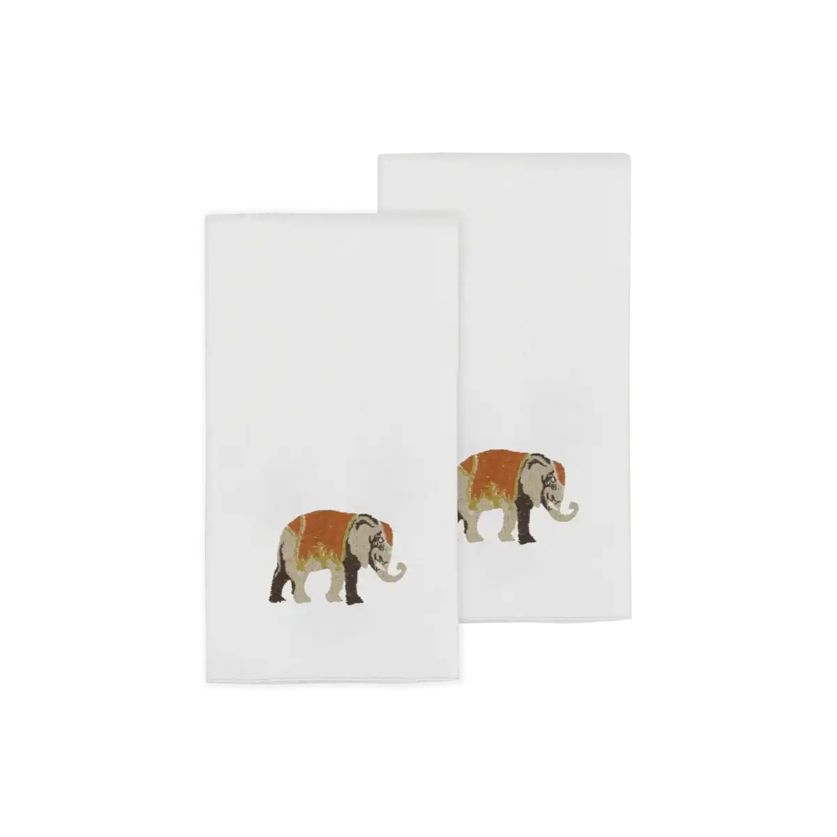 Coppia di Lavette in Crespo di lino con Elefante