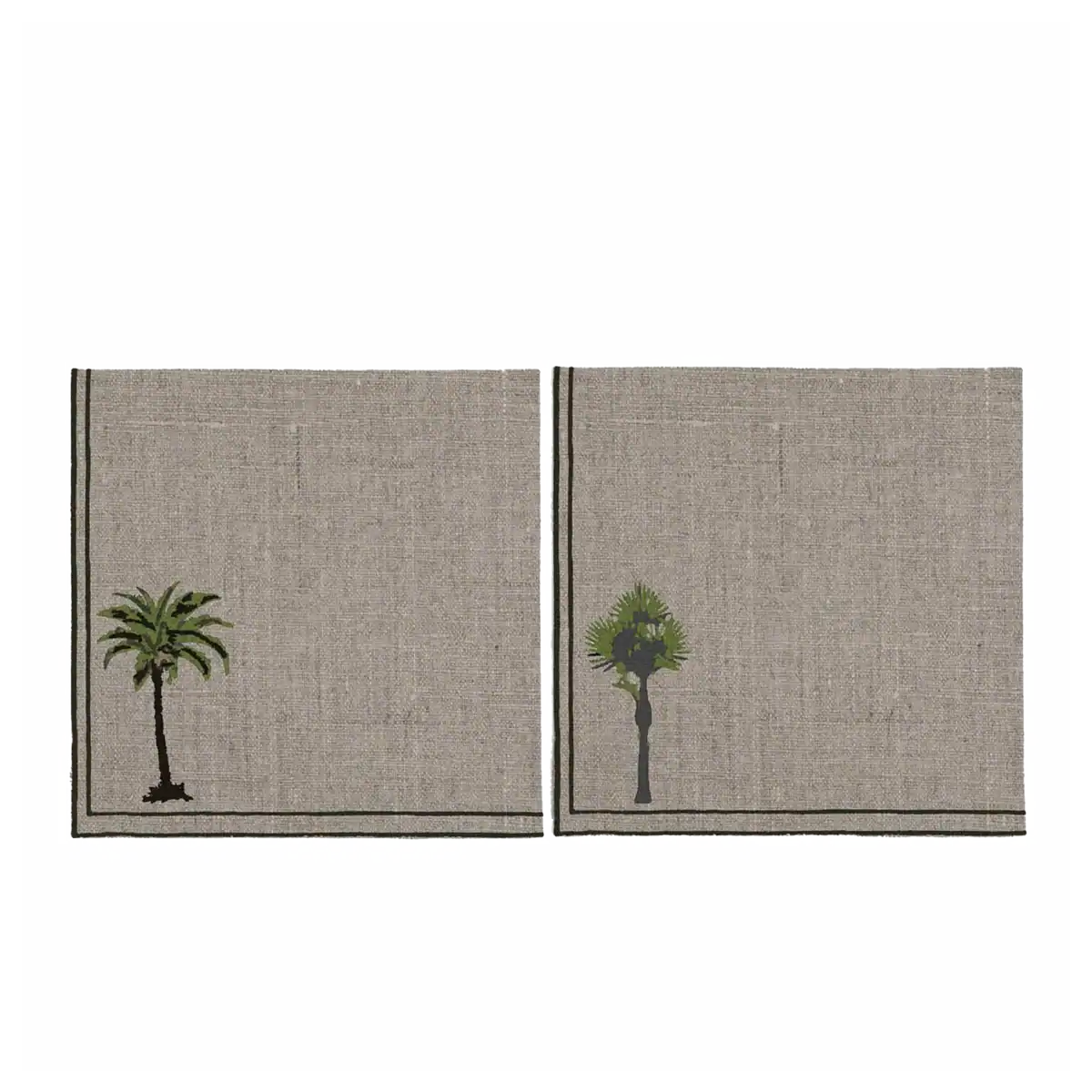 Set di 2 Tovaglioli D.Q. Palma e Papiro in lino Kaki