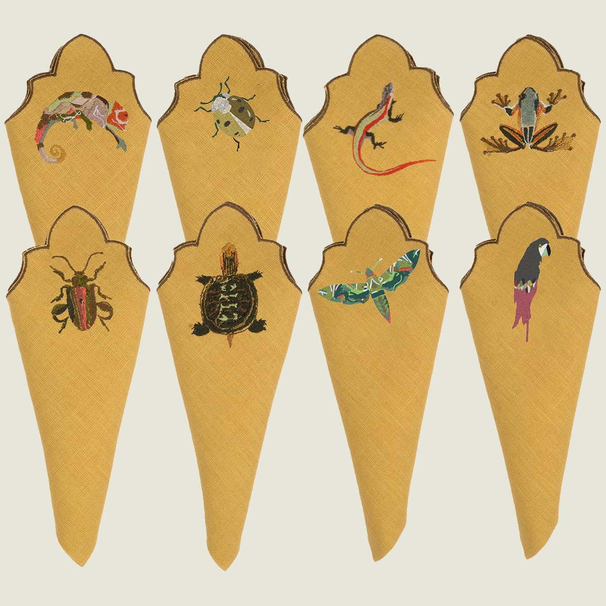 Tovaglioli Animali Esotici Mostarda / Oliva