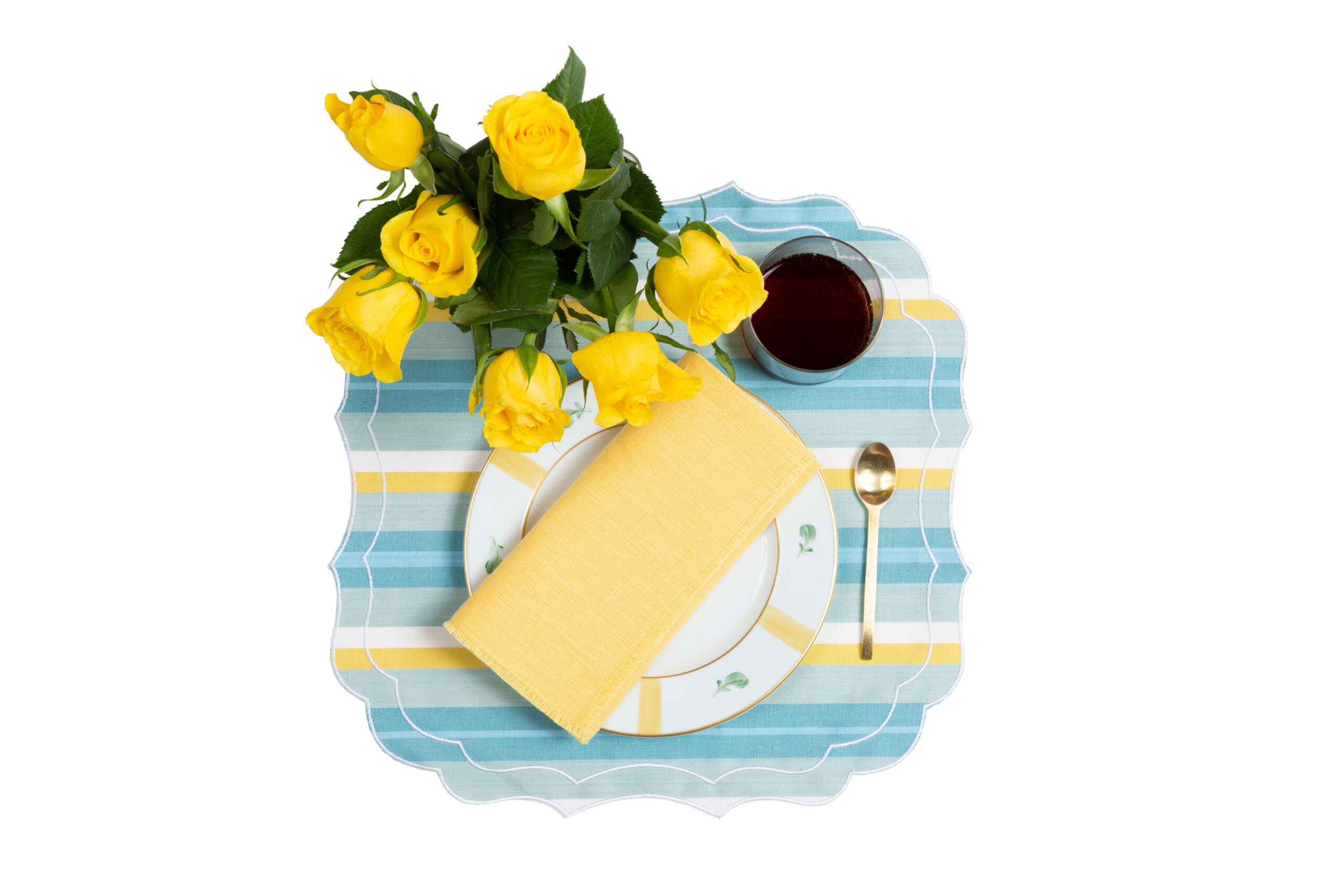 Placemat Krinkle Multicolored Lagoon and Yellow